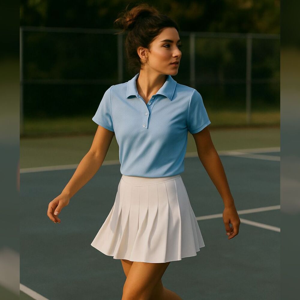 L.L. Bean Women XL Baby Blue Performance Polo Shirt Short Sleeve Golf Activewear